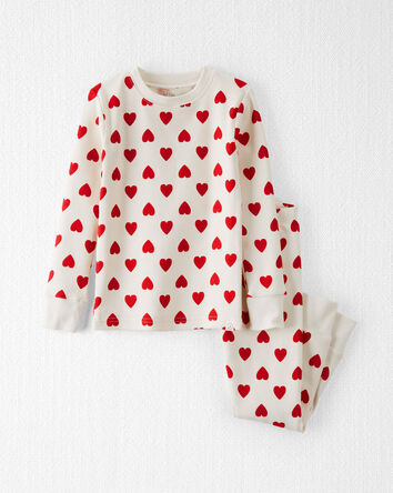 Toddler Organic Cotton Pajamas Set in Hearts, 