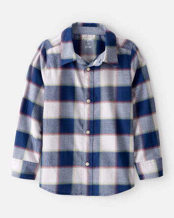 Boys Plaid Cotton Long-Sleeve Button-Down Shirt, 
