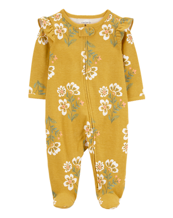 Baby Floral 2-Way Zip Cotton Sleep & Play Pajamas, 