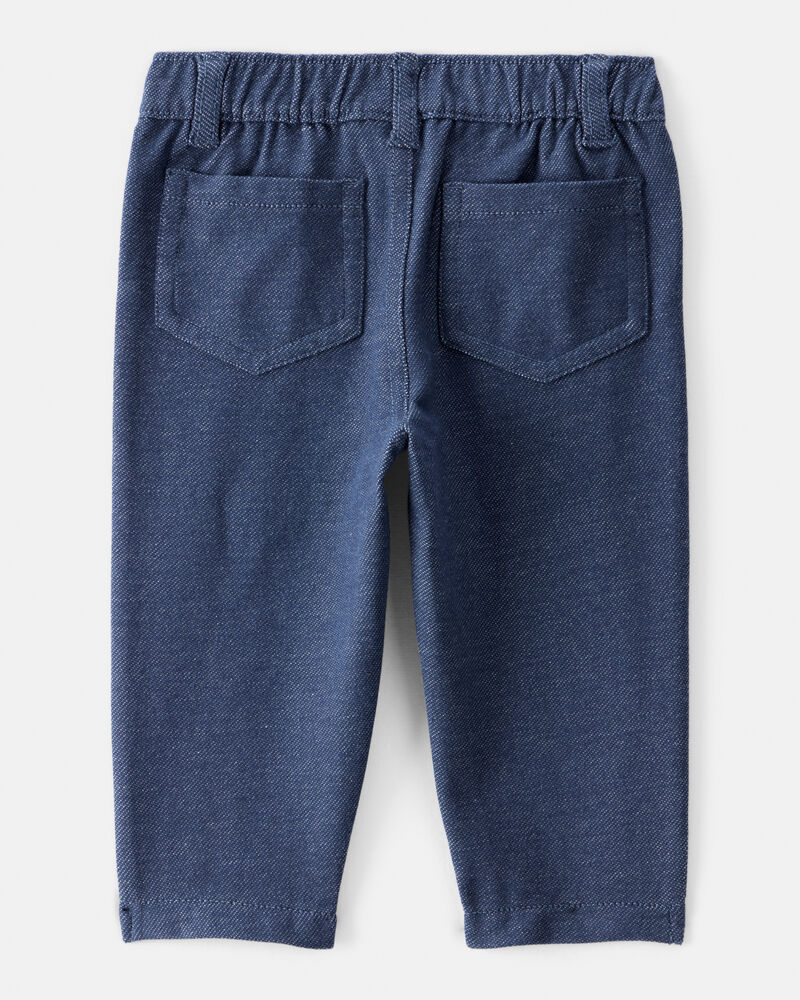 Baby Girl Faux Denim Pants - Navy Blue, image 2 of 4 slides