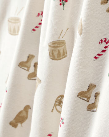 Kid Festive Holiday PurelySoft Long-Sleeve Snug Fit 2-Piece Pajamas - Cream, 