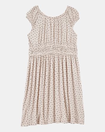 Kid Polka Dot Short-Sleeve Dress - Tan, 