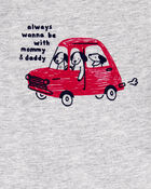 Baby Boy Always With Mommy And Daddy Dog Short-Sleeve Bodysuit - Grey, image 2 of 3 slides