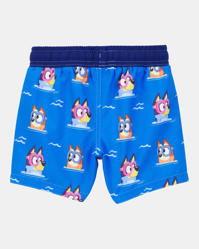 Toddler Boy Bluey&trade; Swim Trunks- Blue, image 2 of 3 slides