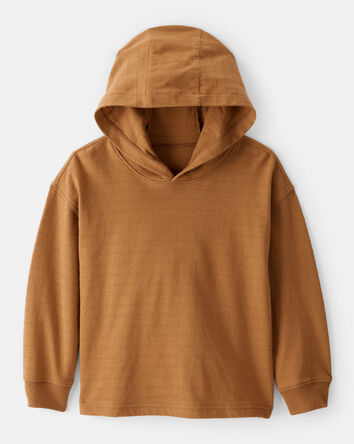 Toddler Boy Cotton Long-Sleeve Hooded Top - Brown, 