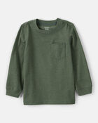 Toddler Boy Long-Sleeve Pocket Tee - Dark Green, image 1 of 3 slides