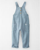 Toddler Organic Cotton Gauze Overalls - Blue, image 1 of 6 slides