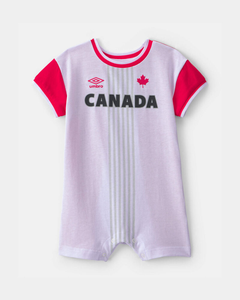Baby Umbro Canada Soccer Romper - Red/White, image 1 of 3 slides