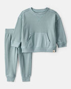 Baby Boy Waffle Knit Long-Sleeve Tee & Pant Set - Green, image 1 of 4 slides