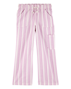 Kid 2-Piece Striped Peplum Top & Drawstring Pants Set - Pink/White, image 5 of 7 slides