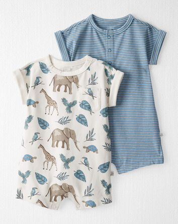 Baby 2-Pack Organic Cotton Rompers, 