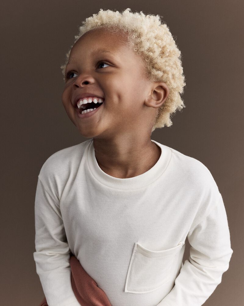 Toddler Long-Sleeve Pocket Relaxed Tee with Shapes - Cream, image 5 of 6 slides