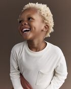 Toddler Long-Sleeve Pocket Relaxed Tee with Shapes - Cream, image 5 of 6 slides