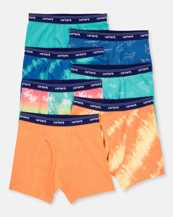 Boys 7-Pack Tropical Boxer Brief Underwear - Blue/Orange, 