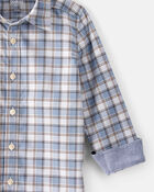 Toddler Boy Plaid Cotton Long-Sleeve Button-Down Shirt - Blue, image 2 of 4 slides