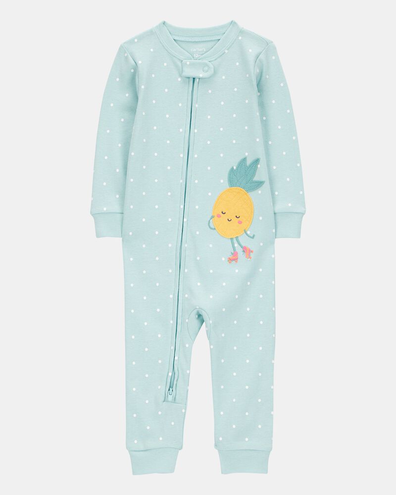 Toddler Girl 1-Piece Pineapple 100% Snug Fit Cotton Footless Pajamas - Green, image 1 of 3 slides