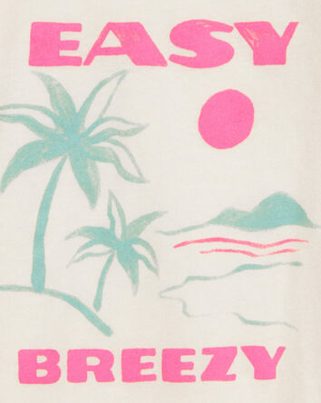 Girls Palm Tree Vintage Muscle Tank - White, 