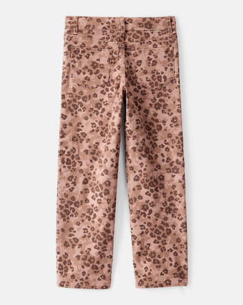 Girls Mid-Rise Leopard Print Cotton Pants - Brown, 