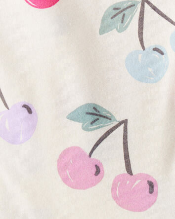 Baby Girl Cherry Print Short-Sleeve Peplum Top - White, 
