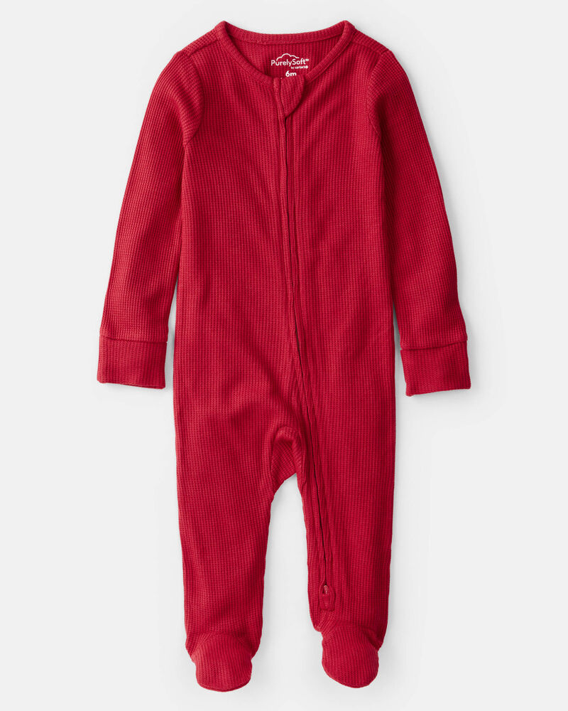 Baby Holiday Red PurelySoft Long-Sleeve Sleep & Play Pajamas - Red, image 1 of 7 slides