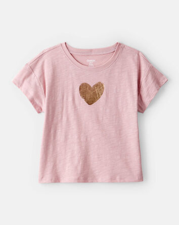Girls Heart of Gold Cotton Short-Sleeve Graphic Tee - Pink, 