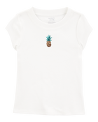 Kid 2-Piece Pineapple Graphic Tee & Linen Look-Alike Flowy Pull-On Shorts Set - White/Blue
, image 2 of 7 slides
