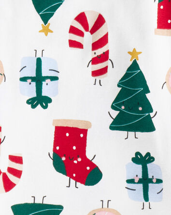 Baby Festive Friends Christmas 100% Cotton Long-Sleeve Snug Fit 2-Piece Pajamas - White, 