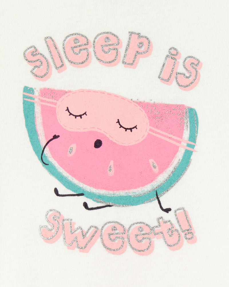 Baby Girl 4-Piece Watermelon 100% Snug Fit Cotton Pajamas - Green, image 3 of 4 slides