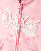 Baby Girl 2-Piece DayDream Fleece Butterfly Print Hooded Zip-Up Jacket & Joggers Set - Pink, image 4 of 7 slides