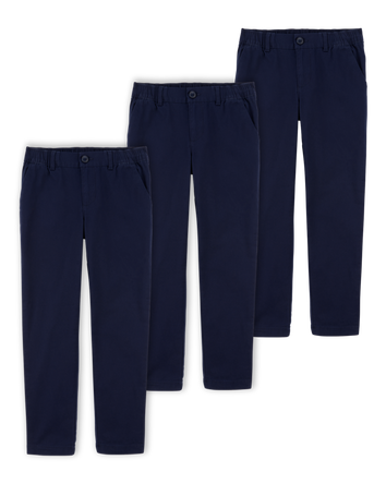 Kid 3-Pack Stretch Chino Uniform Pants - Navy, 