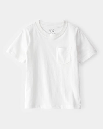 Toddler Solid Short-Sleeve Pocket Tee - White, 