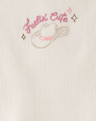 Toddler Girl Cowgirl Hat Cotton Short-Sleeve Top - Ivory, image 3 of 4 slides