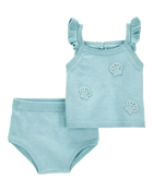 Baby Girl 2-Piece Crochet Sweater Knit Tank & Diaper Cover Set, image 1 of 4 slides