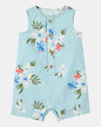 Baby Tropical Button-Down Romper, 