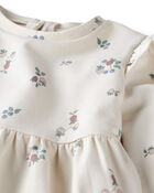 Baby Girl Organic Cotton French Terry Dress in Berry Blossom Print, image 5 of 6 slides