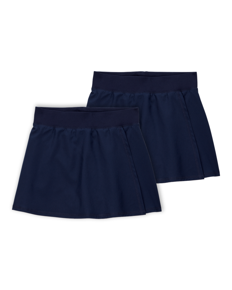 Kid 2-Pack Poplin Stretch Uniform Skorts - Navy, image 1 of 4 slides