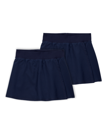 Kid 2-Pack Poplin Stretch Uniform Skorts - Navy, 