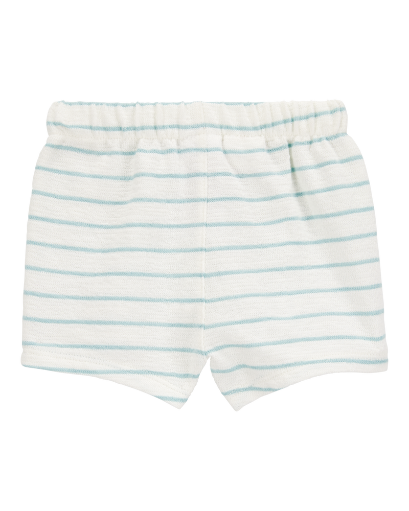 Baby 2-Piece Striped Pocket Tee & Pull-On Slub Jersey Shorts Set - Ivory/Mint, image 6 of 6 slides