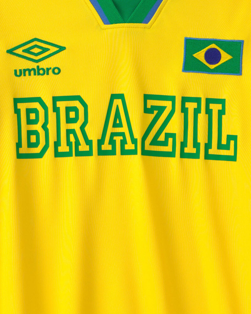 Kids Umbro Brazil Soccer Jersey - Yellow/Green, image 3 of 3 slides