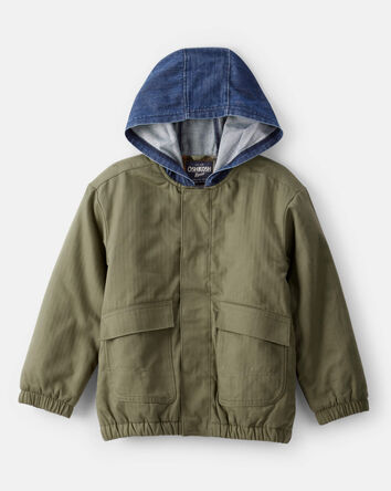 Boys Long-Sleeve Hooded Fashion Jacket - Olive, 