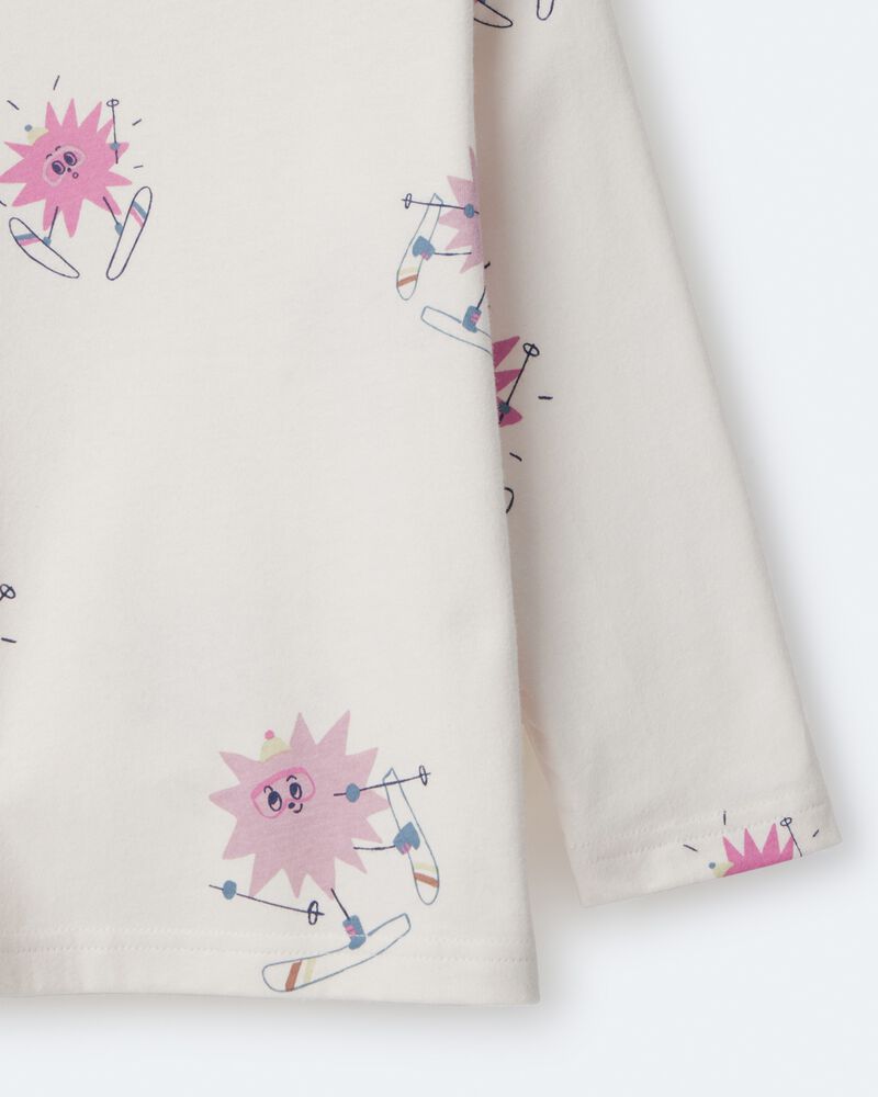 Toddler Girl Skiing Abstract Long-Sleeve Relaxed Graphic Tee - Cream, image 6 of 6 slides