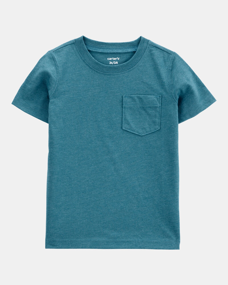 Baby Solid Short-Sleeve Pocket Tee - Teal, image 1 of 3 slides