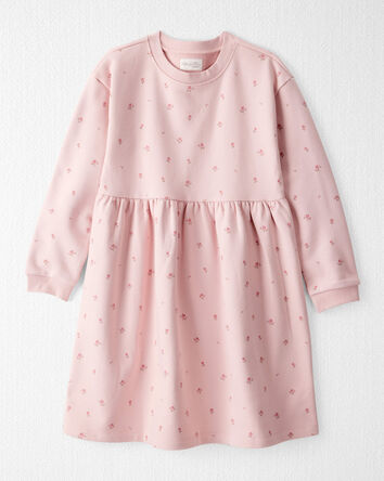 Girls French Terry Dress Made with Organic Cotton in Blush Petals Print, 