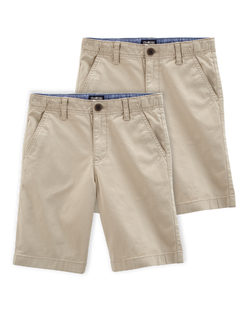 Boys 2-Pack Stretch Chino Uniform Shorts - Khaki, 