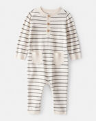 Baby Boy Striped Cotton Long-Sleeve Jumpsuit, image 1 of 5 slides