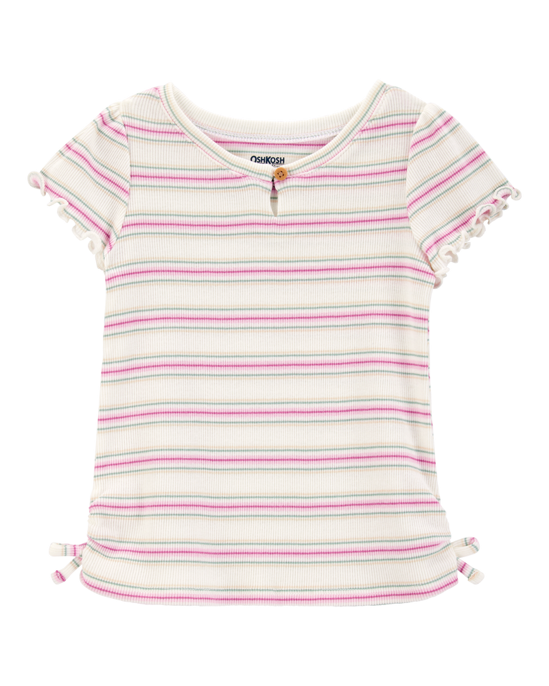 Toddler Short-Sleeve Cotton Rib Stripe Top, image 1 of 4 slides