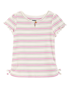 Toddler Short-Sleeve Cotton Rib Stripe Top, image 1 of 4 slides