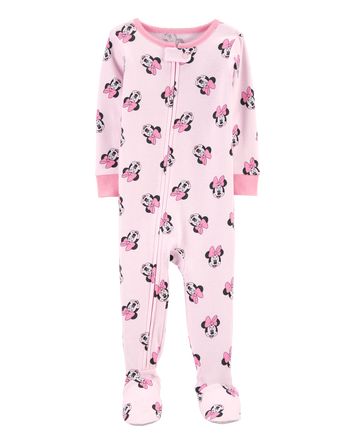 Toddler 1-Piece Minnie Mouse 100%  Cotton Footie Pajamas, 
