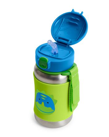 Zoo Stainless Steel Little Kid Straw Bottle - Dinosaur, 