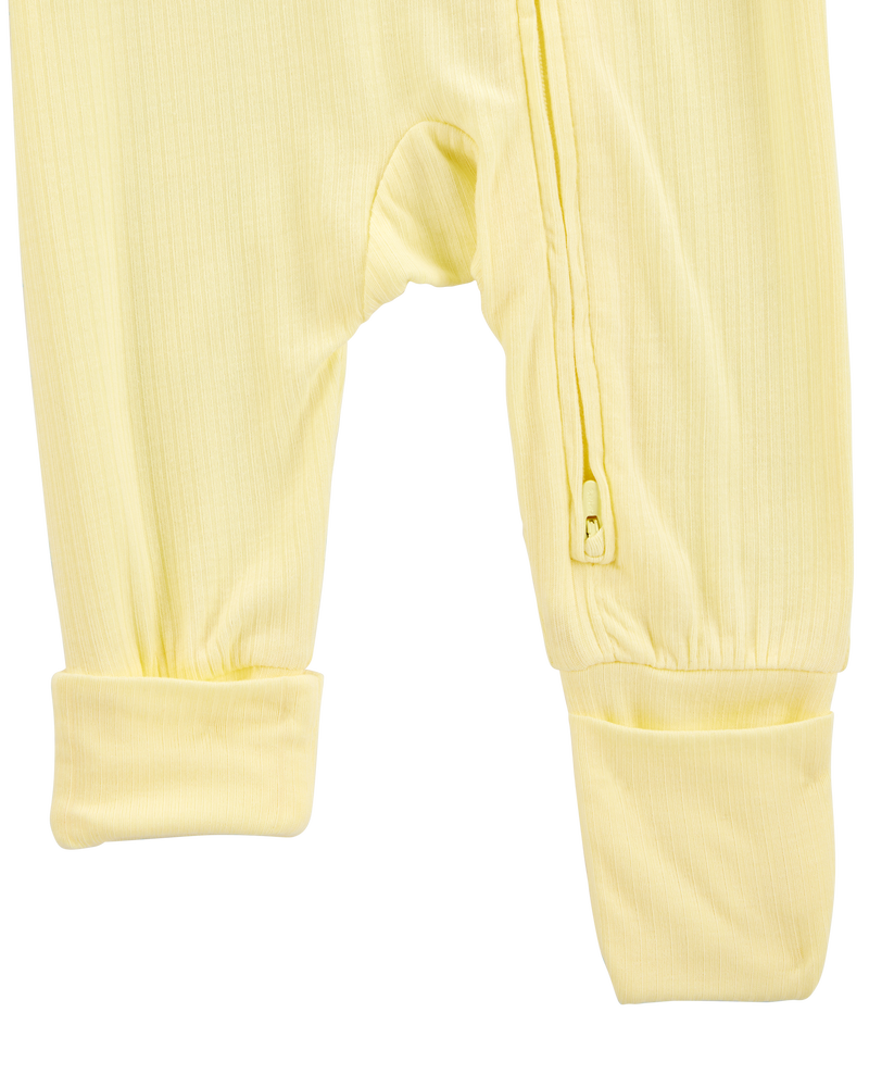 Baby Solid 2-Way Zip PurelySoft Convertible Foot Sleep & Play Pajamas - Yellow, image 3 of 8 slides